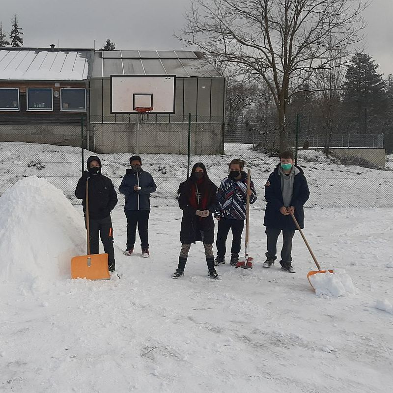 Iglu bauen, Schlitten fahren
